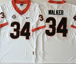 Georgia Bulldogs 34 Herchel Walker White College Football Jersey