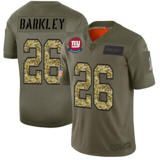 Giants #26 Saquon Barkley Olive Camo Men's Stitched Football Limited 2019 Salute To Service Jersey