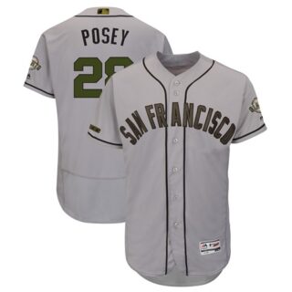 Giants #28 Buster Posey Gray Flexbase Authentic Collection 2018 Memorial Day Stitched Baseball Jersey