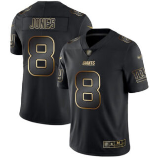Giants #8 Daniel Jones Black Gold Men's Stitched Football Vapor Untouchable Limited Jersey