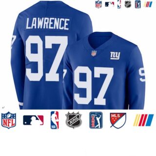 Giants #97 Dexter Lawrence Royal Blue Team Color Men's Stitched Football Limited Therma Long Sleeve Jersey