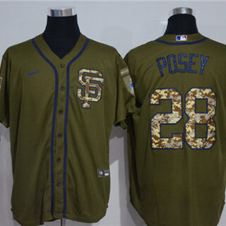 Giants 28 Buster Posey Olive 2020 Nike Cool Base Jersey
