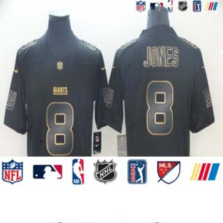 Giants 8 Daniel Jones Black Gold Vapor Untouchable Limited Jersey