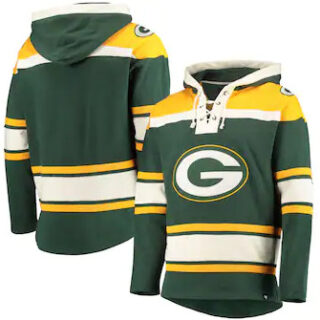 Green Bay Packers '47 Lacer V-Neck Pullover Hoodie u2013 Green Gold