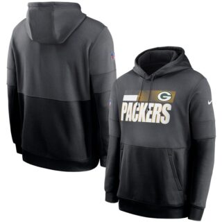 Green Bay Packers Nike Sideline Impact Lockup Performance Pullover Hoodie Charcoal Black