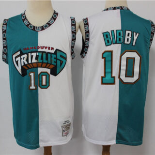 Grizzlies 10 Mike Bibby Blue White Split Hardwood Classics Jersey