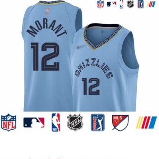 Grizzlies #12 Ja Morant Light Blue Basketball Swingman Statement Edition Jersey