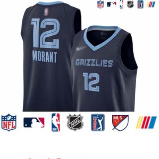 Grizzlies #12 Ja Morant Navy Blue Basketball Swingman Icon Edition Jersey