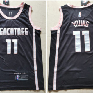 Hawks 11 Trae Young Black Nike City Edition Swingman Jersey