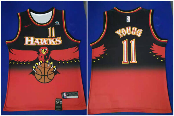 Hawks 11 Trae Young Red Nike Throwback Swingman Jersey