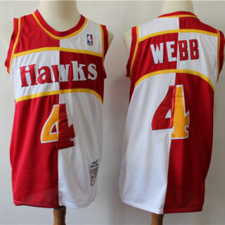 Hawks 4 Spud Webb Red Whhite 1986-87 Hardwood Classics Jersey