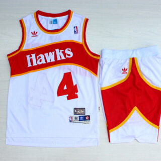 Hawks 4 Spud Webb White Hardwood Classics Jersey(With Shorts)
