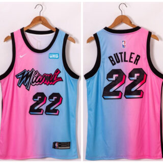 Heat 22 Jimmy Butler Blue Pink Nike 2021 City Edition Swingman Jersey