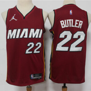Heat 22 Jimmy Butler Red Jordan Diamond 75th Anniversary City Edition Swingman Jersey