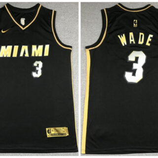 Heat 3 Dwyane Wade Black Gold 2021 Nike Swingman Jersey