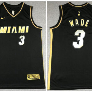 Heat 3 Dwyane Wade Black Gold 2021 Nike Swingman Jersey