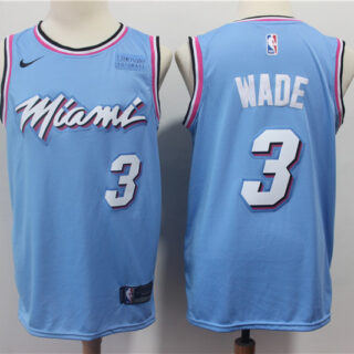 Heat 3 Dwyane Wade Light Blue Nike Swingman Jersey