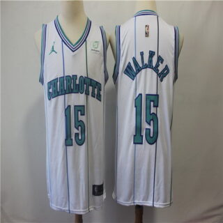 Hornets 15 Kemba Walker White Hardwood Classics Nike Swingman Jersey