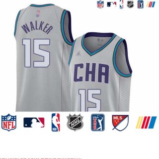 Hornets #15 Kemba Walker Gray Basketball Jordan Swingman City Edition 2019 20 Jersey