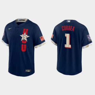 Houston Astros #1 Carlos Correa 2021 Mlb All Star Game Fan's Version Navy Jersey