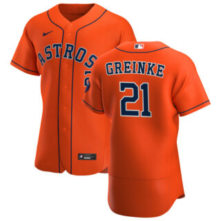 Houston Astros #21 Zack Greinke Men's Nike Orange Alternate 2020 Authentic Team MLB Jersey