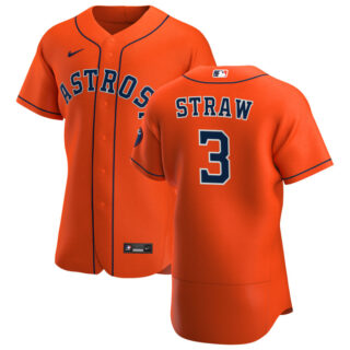 Houston Astros #3 Myles Straw Men's Nike Orange Alternate 2020 Authentic Team MLB Jersey