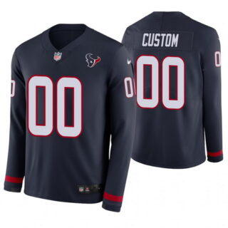 Houston Texans Custom Navy Therma Long Sleeve Jersey