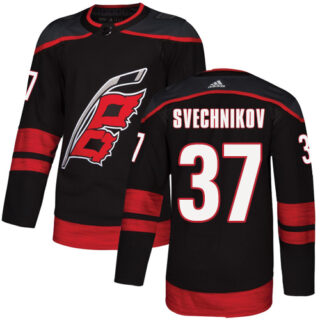 Hurricanes #37 Andrei Svechnikov Black Alternate Authentic Stitched Hockey Jersey
