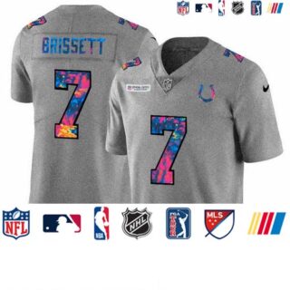 Indianapolis Colts #7 Jacoby Brissett Men's Nike Multi-Color 2020 NFL Crucial Catch NFL Jersey Greyheather