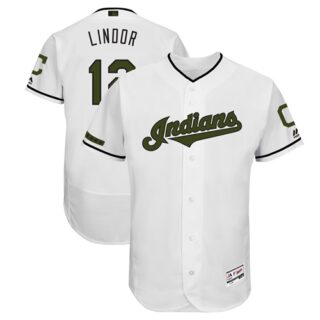 Indians #12 Francisco Lindor White Flexbase Authentic Collection 2018 Memorial Day Stitched Baseball Jersey