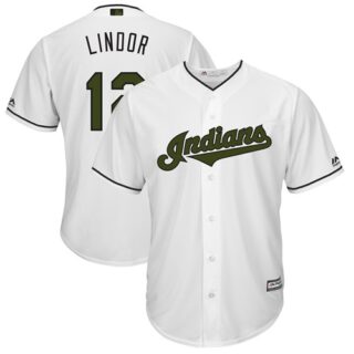 Indians #12 Francisco Lindor White New Cool Base 2018 Memorial Day Stitched Baseball Jersey