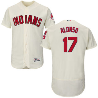 Indians #17 Yonder Alonso Cream Flexbase Authentic Collection Stitched Baseball Jersey