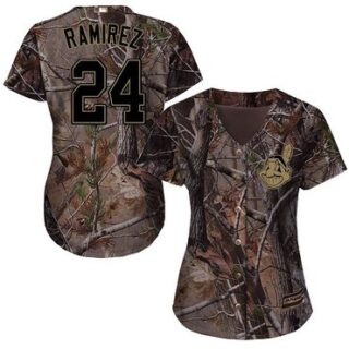 Indians #24 Manny Ramirez Camo Realtree Collection Cool Base Women's Stitched Baseball Jersey
