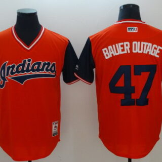 Indians 47 Trevor Bauer Bauer Outage Orange 2018 Players' Weekend Authentic Team Jersey