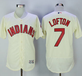 Indians 7 Kenny Lofton Cream Flexbase Jersey