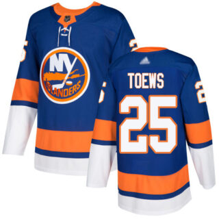 Islanders #25 Devon Toews Royal Blue Home Authentic Stitched Hockey Jersey