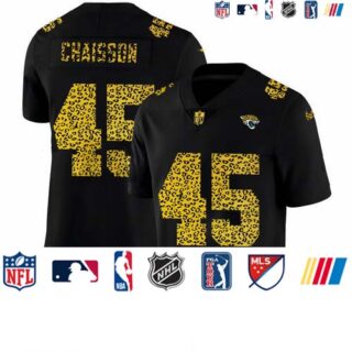 Jacksonville Jaguars #45 K'Lavon Chaisson Men's Nike Leopard Print Fashion Vapor Limited NFL Jersey Black