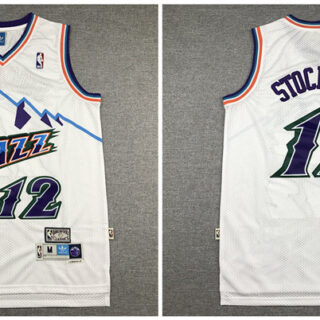 Jazz 12 John Stockton White Hardwood Classics Jersey
