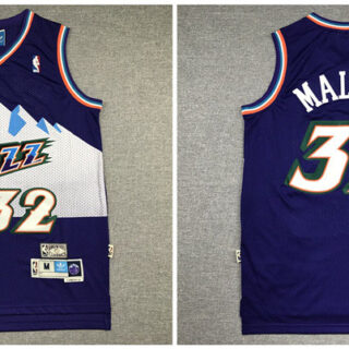 Jazz 32 Karl Malone Purple Hardwood Classics Jersey