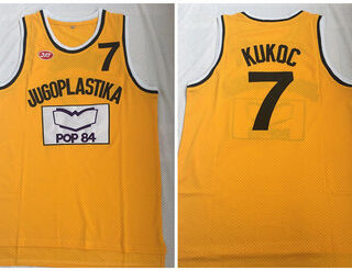 Jugoplastika Yugoslavia Croatia 7 Toni Kukoc Yellow Movie Stitched Basketball Jersey
