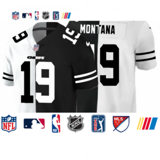 Kansas City Chiefs #19 Joe Montana Men's Black V White Peace Split Nike Vapor Untouchable Limited NFL Jersey