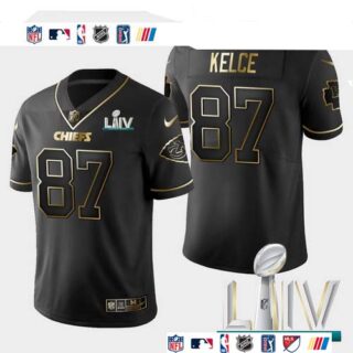Kansas City Chiefs #87 Travis Kelce Vapor Limited Black Golden Super Bowl LIV 2020 Jersey