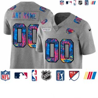 Kansas City Chiefs Custom Men's Nike Multi-Color 2020 NFL Crucial Catch Vapor Untouchable Limited Jersey Greyheather
