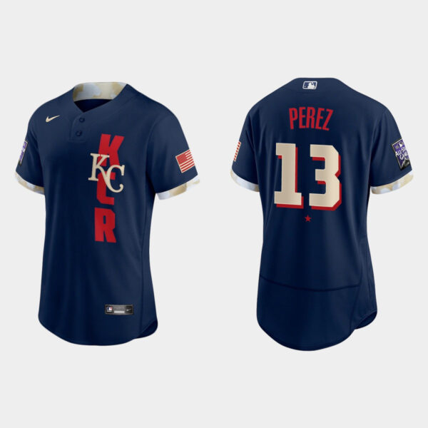 Kansas City Royals #13 Salvador Perez 2021 Mlb All Star Game Authentic Navy Jersey_1