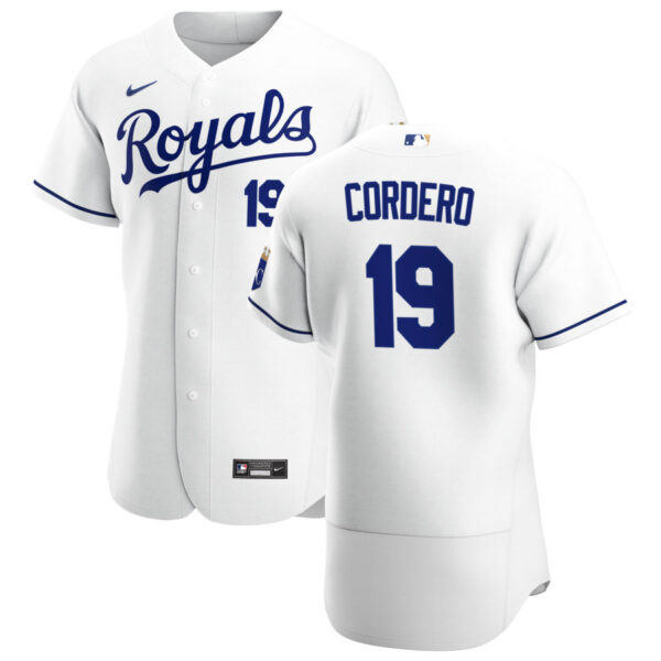 Kansas City Royals #19 Franchy Cordero Men's Nike White Home 2020 Authentic Player MLB Jersey