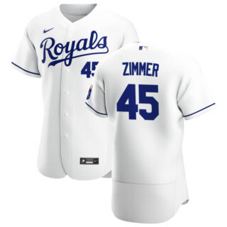 Kansas City Royals #45 Kyle Zimmer Men's Nike White Home 2020 Authentic Player MLB Jersey