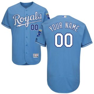 Kansas City Royals Light Blue Men's Customized Flexbase Jersey