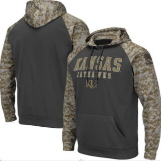 Kansas Jayhawks Gray Camo Men's Pullover Hoodie