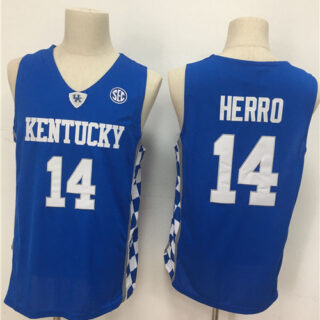 Kentucky Wildcats 14 Tyler Herro Royal College Basketball Jersey