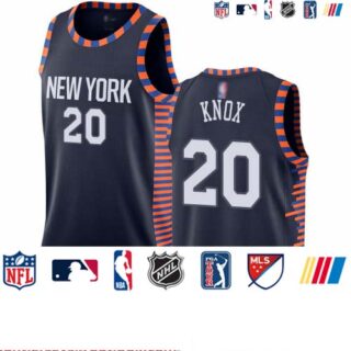 Knicks #20 Kevin Knox Navy Basketball Swingman City Edition 2019 20 Jersey